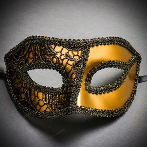 Venetian Costume Masquerade Mask Lace - Gold